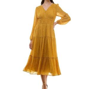 Nicole Miller Mustard Long Sleeve Dress